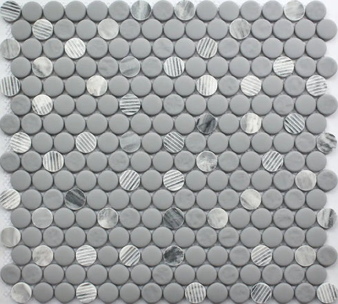Polished Natural Stone Penny Round Tile | 12x12  Granite